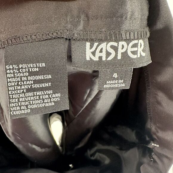 Kasper Skirt Black Pencil Straight Quilted Career Size 4 Satin Trim Metropolitan - Picture 8 of 8